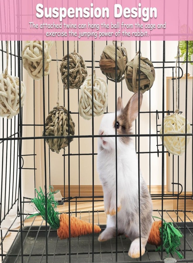 kathson 17 Pcs Natural Rabbit Chew Toys Guinea Pig Toys Small Animal Play Ball Bunny Activity Chinchilla Rolling Toy Gnawing Treats Grass Balls for Pet Rat Hamsters Gerbils Mice Cage Entertainment - Image 3